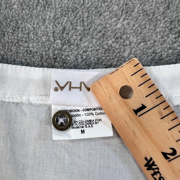 Saha White Button Front Swim Coverup Women's Medium White Crochet Trim Ruffle - Picture 5 of 7